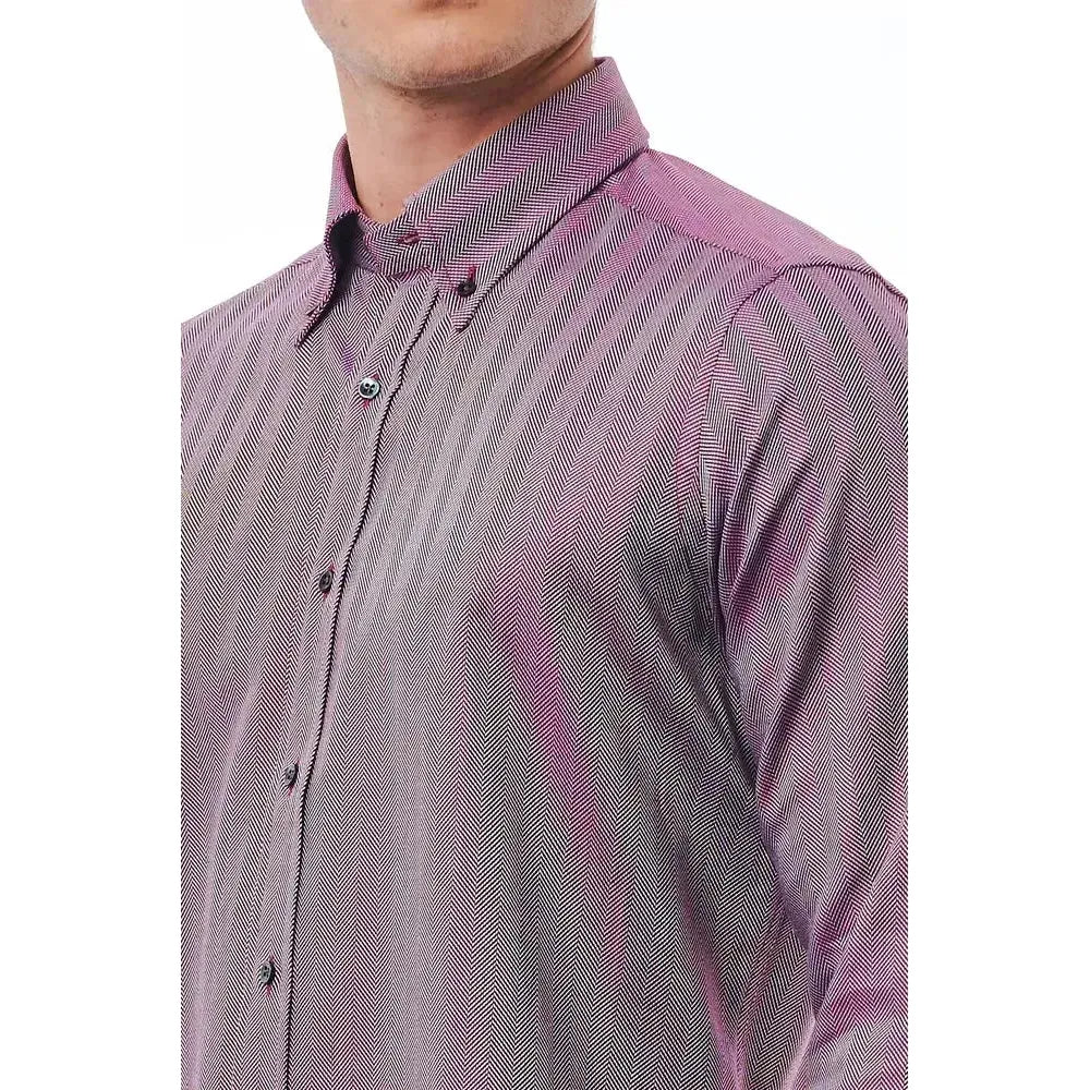 Bagutta Burgundy Cotton Men Shirt Bagutta Gray