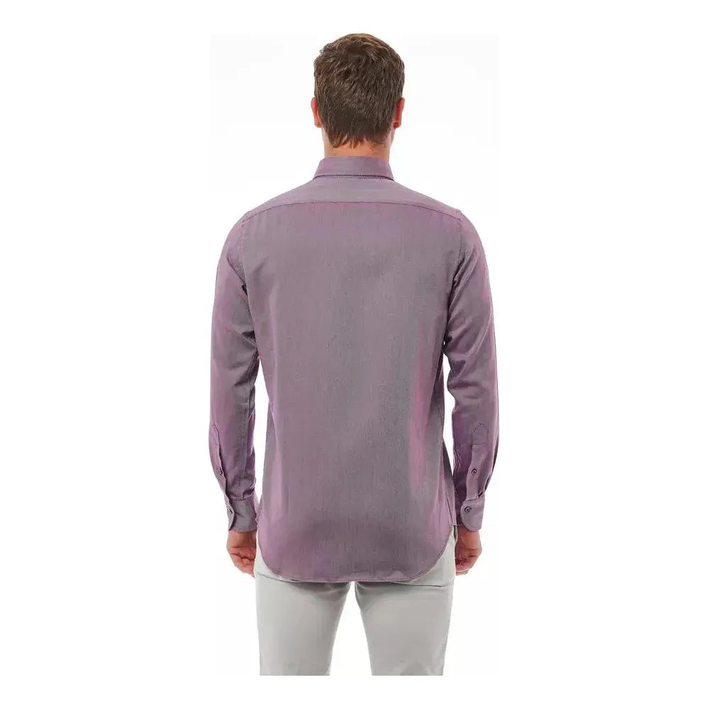 Bagutta Burgundy Cotton Men Shirt Bagutta Light Slate Gray