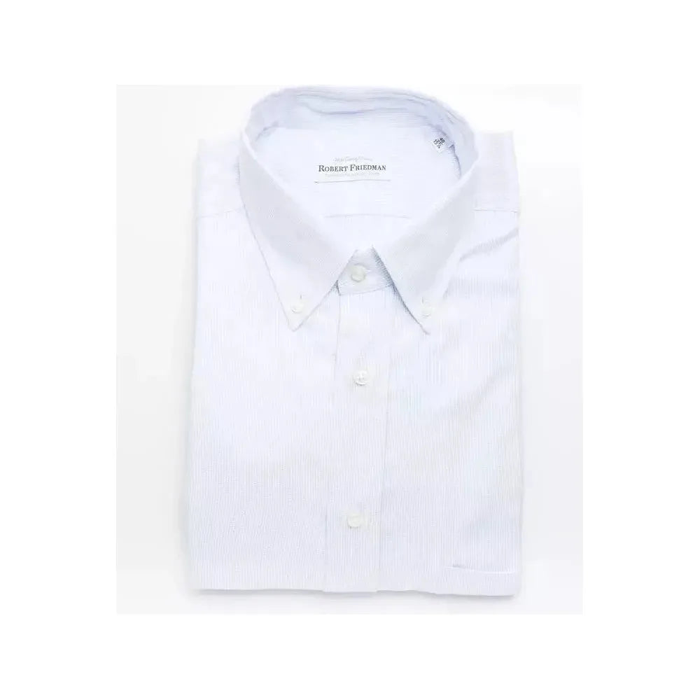 Robert Friedman Light Blue Cotton Men Shirt Robert Friedman Lavender