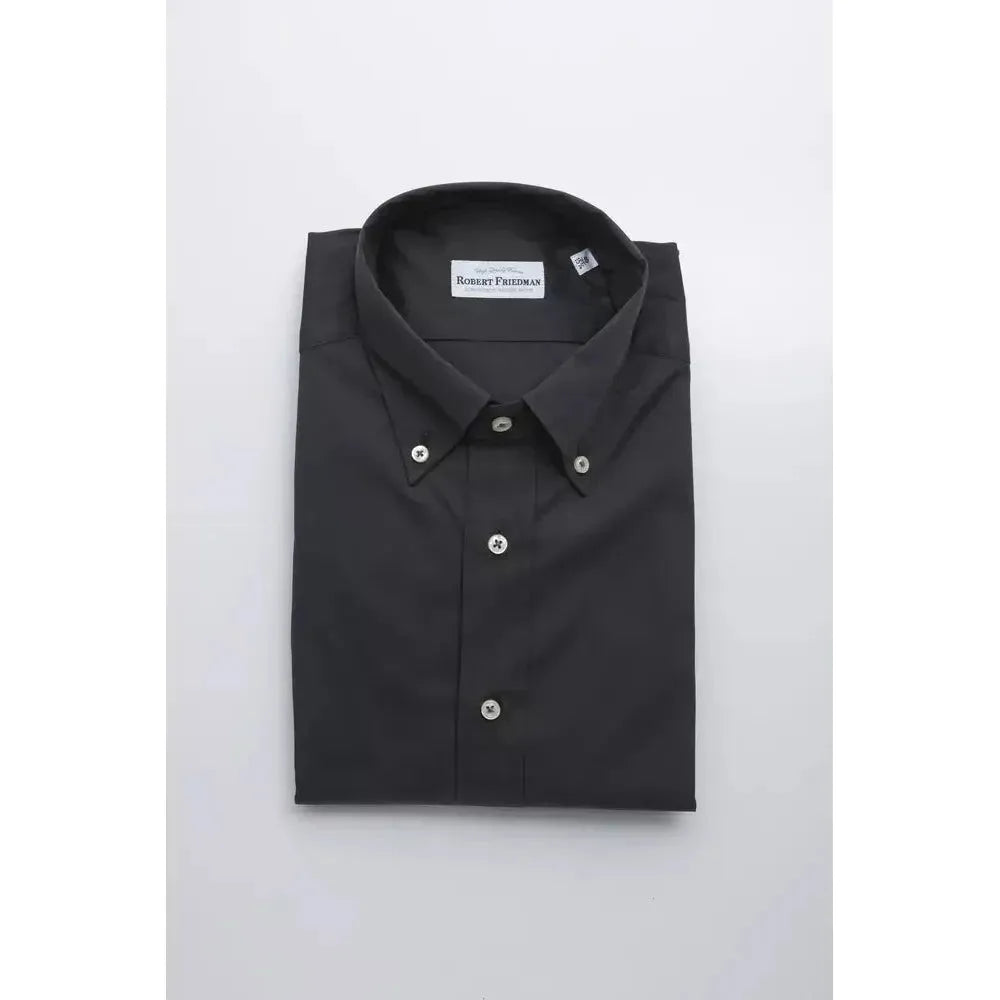 Robert Friedman Gray Cotton Men Shirt Robert Friedman Dark Slate Gray
