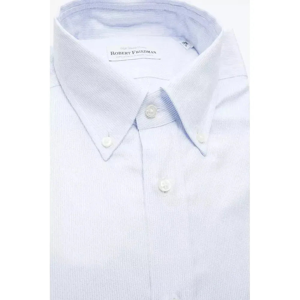 Robert Friedman Light Blue Cotton Men Shirt Robert Friedman Lavender