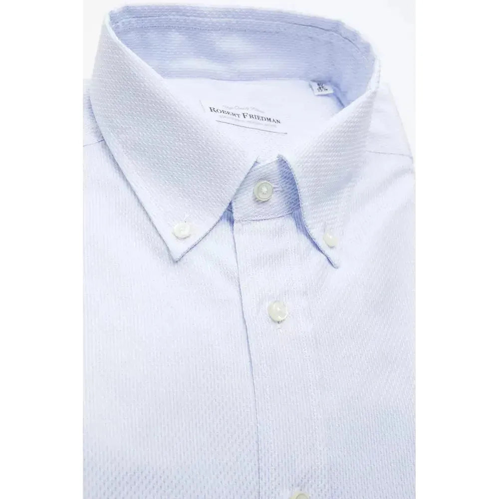 Robert Friedman Light Blue Cotton Men Shirt Robert Friedman Lavender