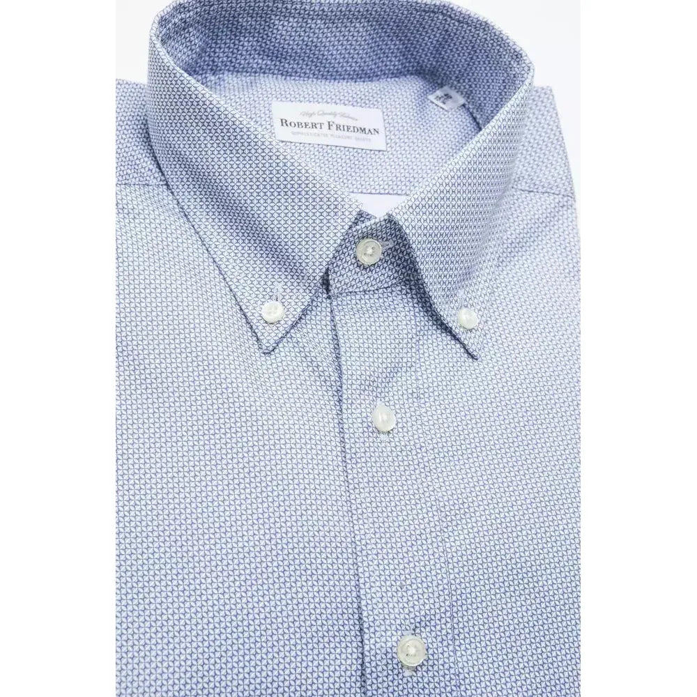 Robert Friedman Light Blue Cotton Men Shirt Robert Friedman Light Gray