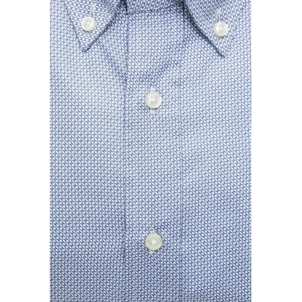 Robert Friedman Light Blue Cotton Men Shirt Robert Friedman Light Steel Blue