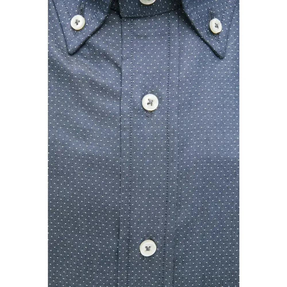 Robert Friedman "Blue Cotton Men Shirt with Button Down Design" Robert Friedman Dim Gray