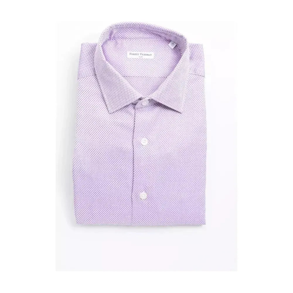 Robert Friedman Multicolor Cotton Men Shirt Robert Friedman Lavender