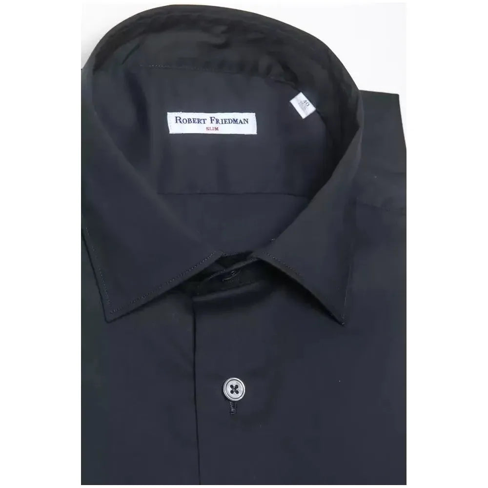 Robert Friedman Black Cotton Men Shirt Robert Friedman Dark Slate Gray