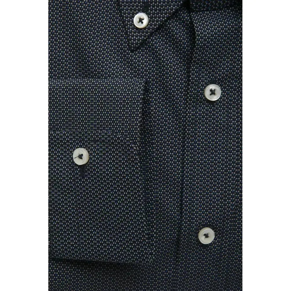 Robert Friedman "Black Cotton Men Shirt with Button-Down Elegance" Robert Friedman Dark Slate Gray