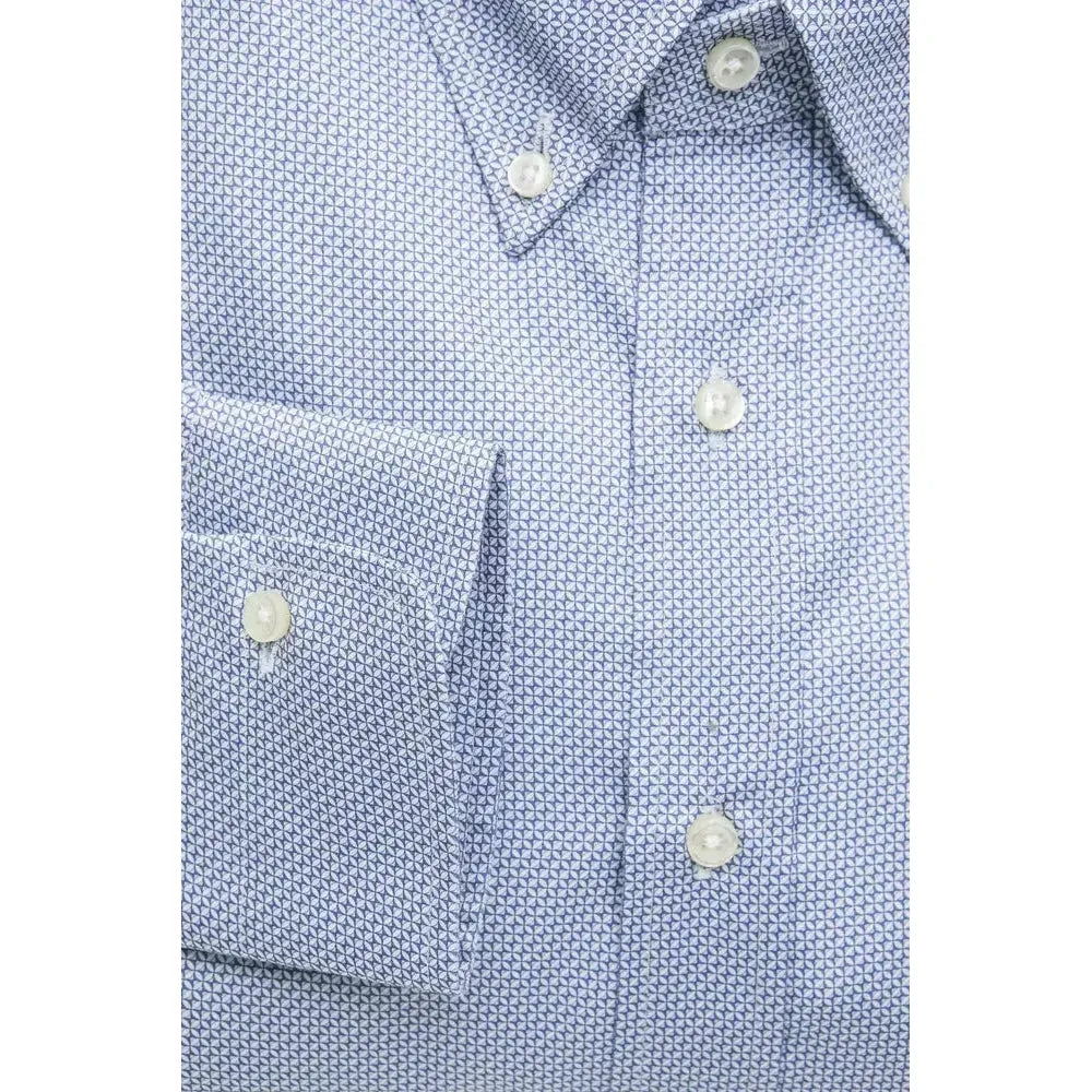 Robert Friedman Light Blue Cotton Men Shirt Robert Friedman Light Steel Blue