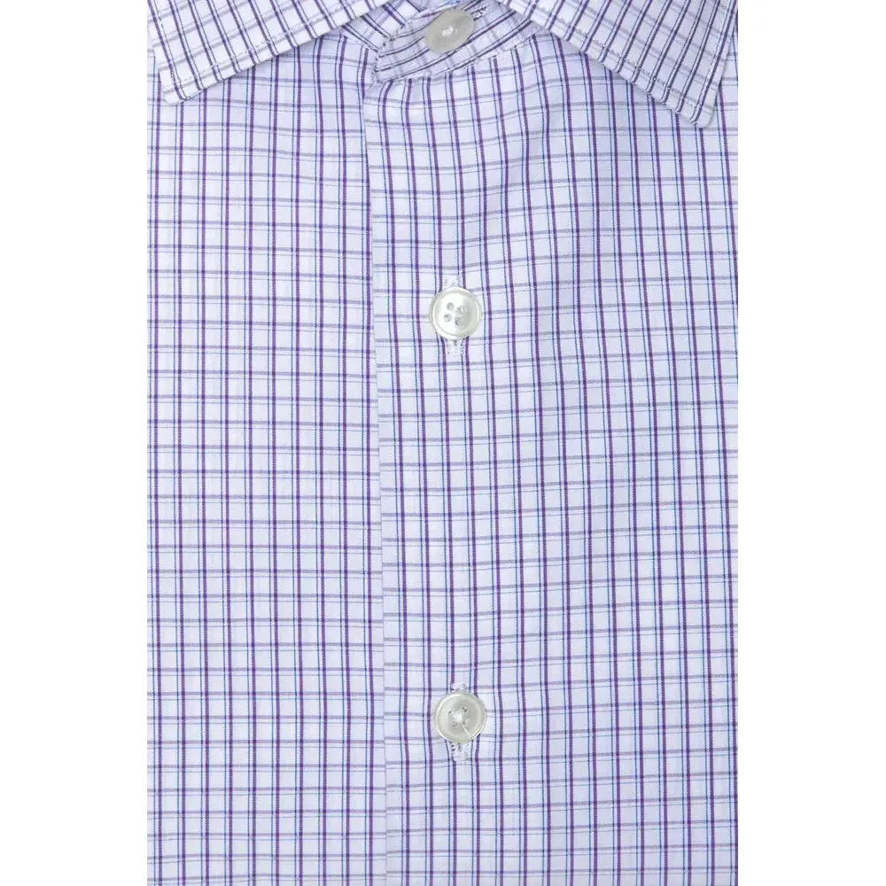Robert Friedman Burgundy Cotton Men Shirt Robert Friedman Light Gray