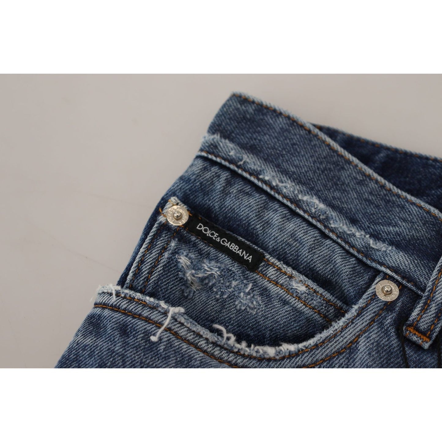 Dolce & Gabbana Chic Tattered Denim Pants for the Modern Man Dolce & Gabbana Dark Slate Gray