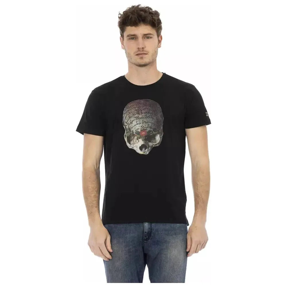 Trussardi Action Black Cotton Men T-Shirt Trussardi Action Dark Slate Gray