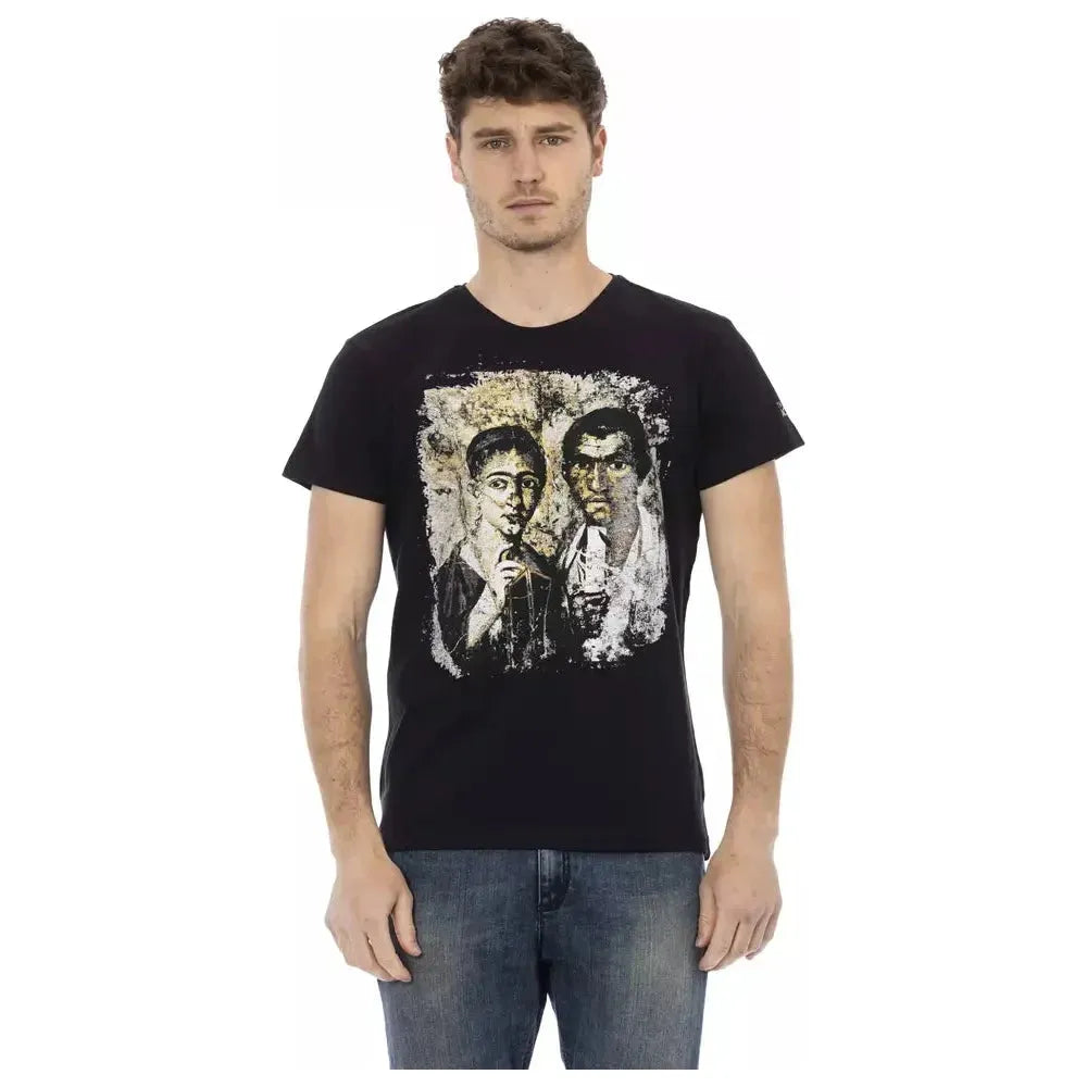 Trussardi Action Black Cotton Men T-Shirt Trussardi Action Tan