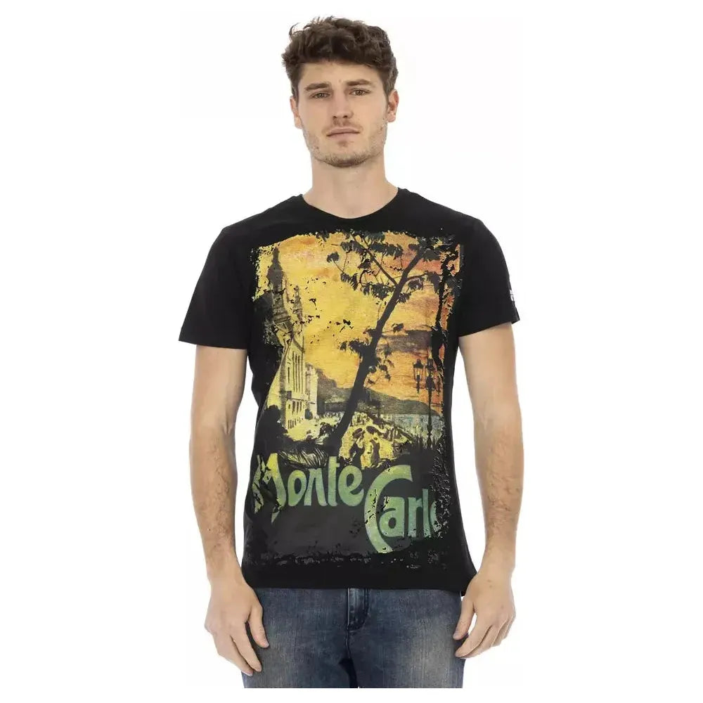 Trussardi Action Black Cotton Men T-Shirt Trussardi Action Tan