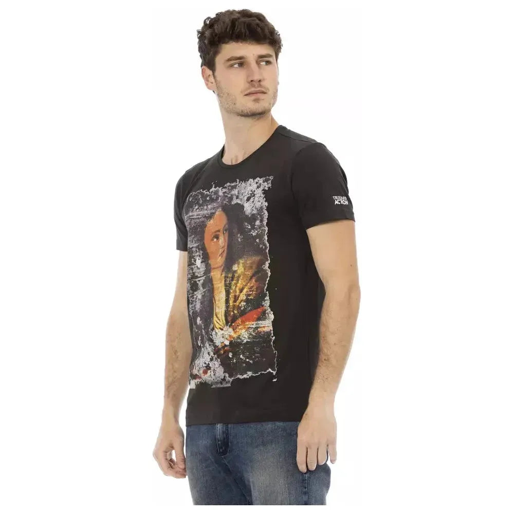 Trussardi Action Black Cotton Men T-Shirt Trussardi Action Dark Slate Gray
