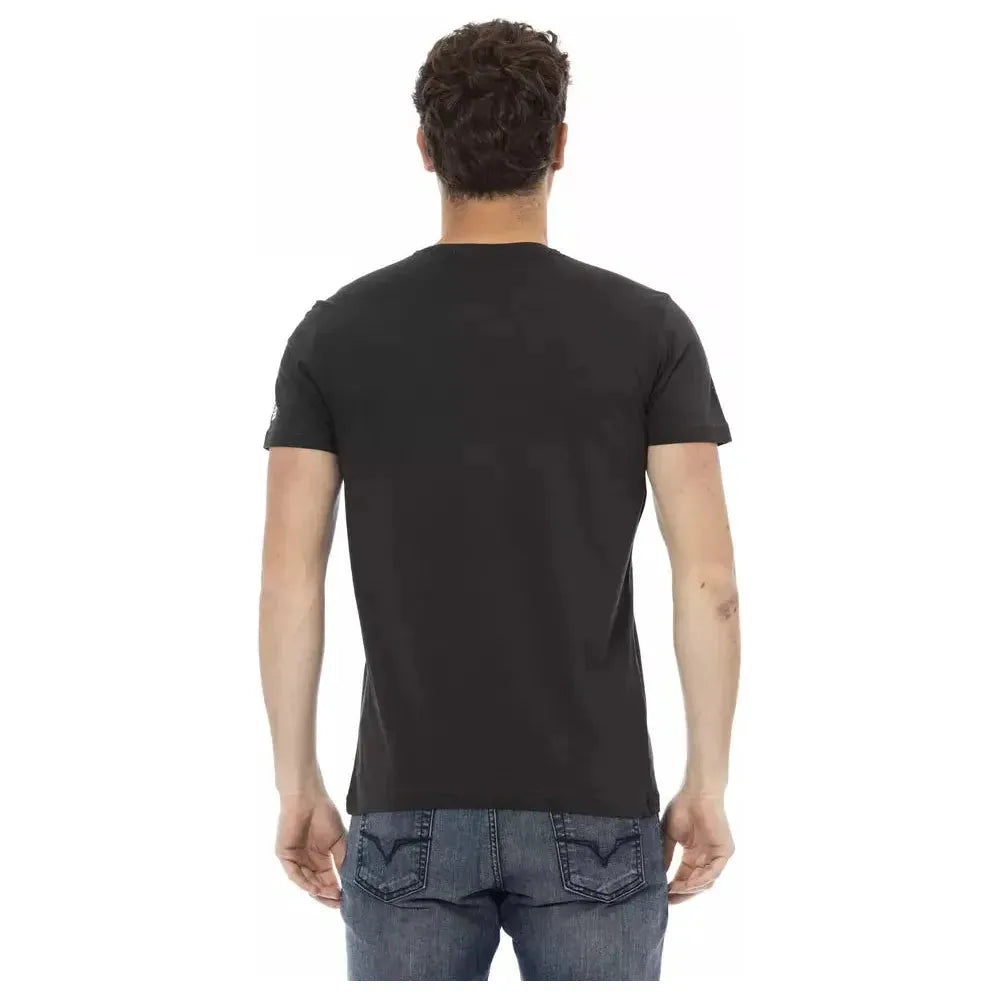 Trussardi Action Black Cotton Men T-Shirt Trussardi Action Dark Slate Gray