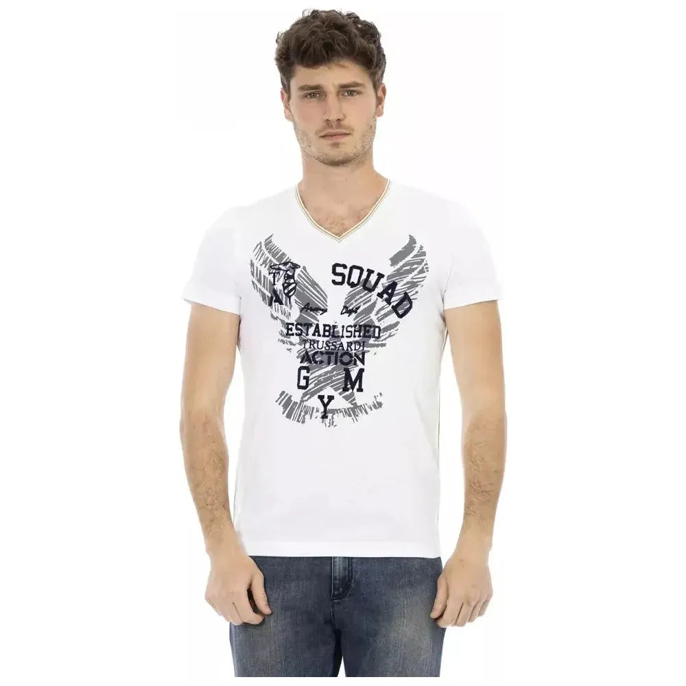 Trussardi Action White Cotton Men T-Shirt Trussardi Action Light Gray