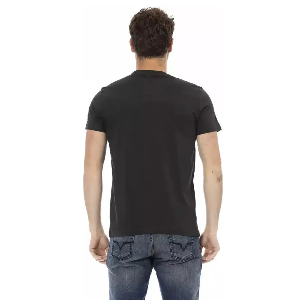 Trussardi Action Black Cotton Men T-Shirt Trussardi Action Dark Slate Gray