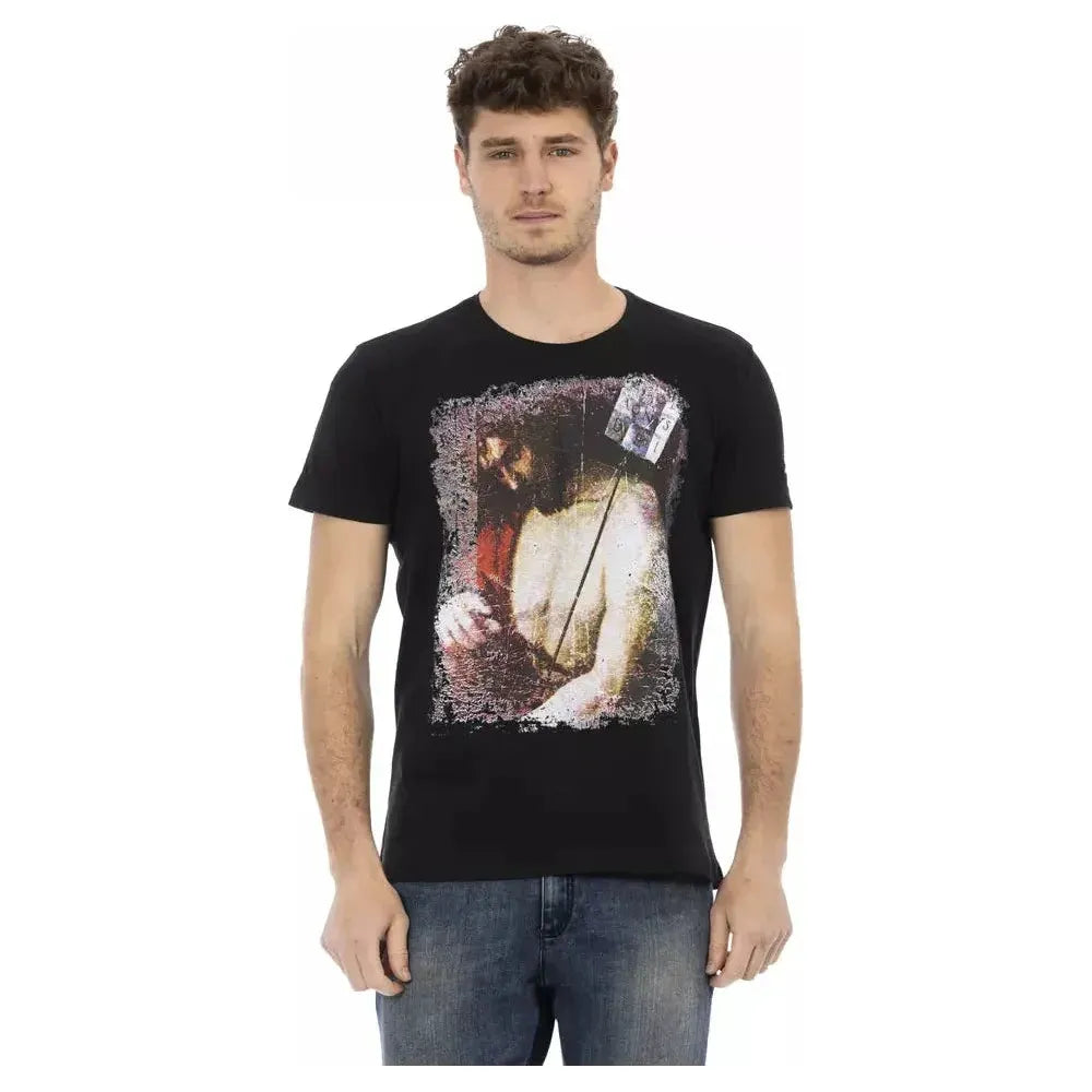 Trussardi Action Black Cotton Men T-Shirt Trussardi Action Tan