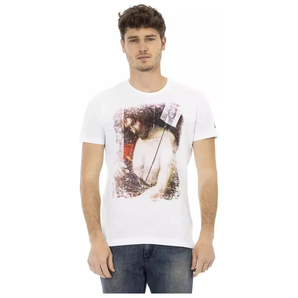 Trussardi Action White Cotton Men T-Shirt Trussardi Action Light Gray