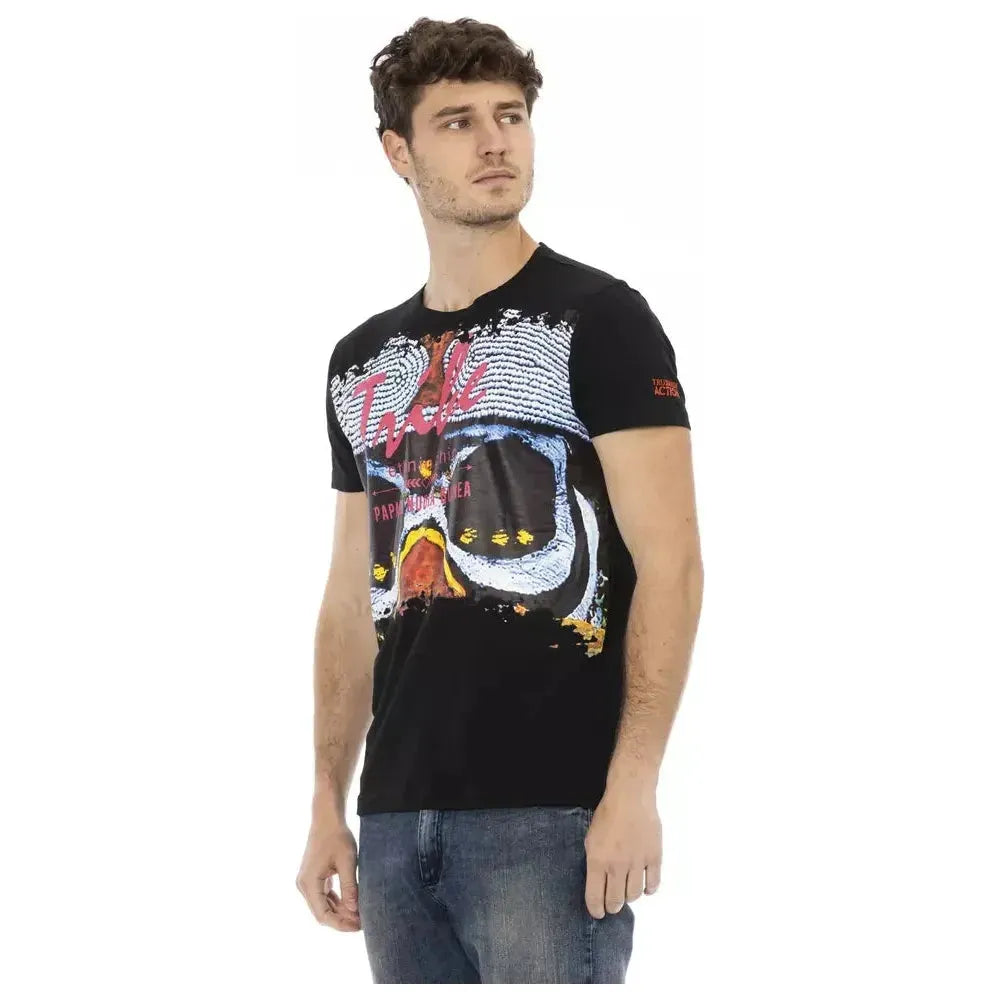 Trussardi Action Black Cotton Men T-Shirt Trussardi Action Tan