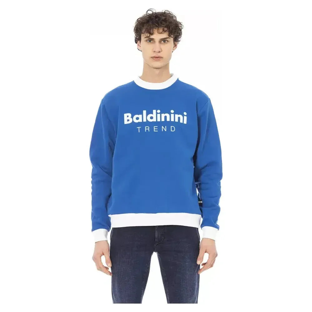Baldinini Trend Blue Cotton Men's Sweater Baldinini Trend Steel Blue