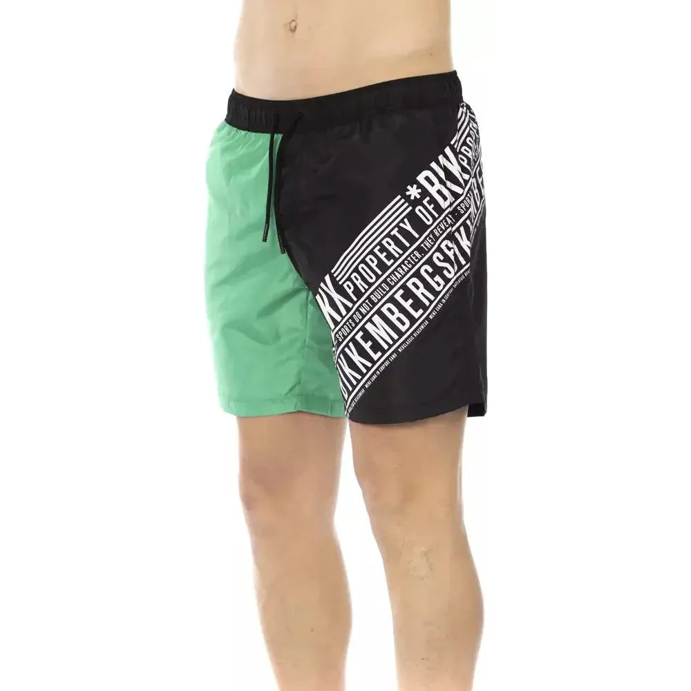 Bikkembergs Green Polyester Men Swim Short Bikkembergs Tan