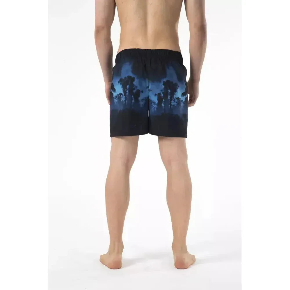 Just Cavalli Black Polyester Men Swim Short Just Cavalli Dark Slate Gray