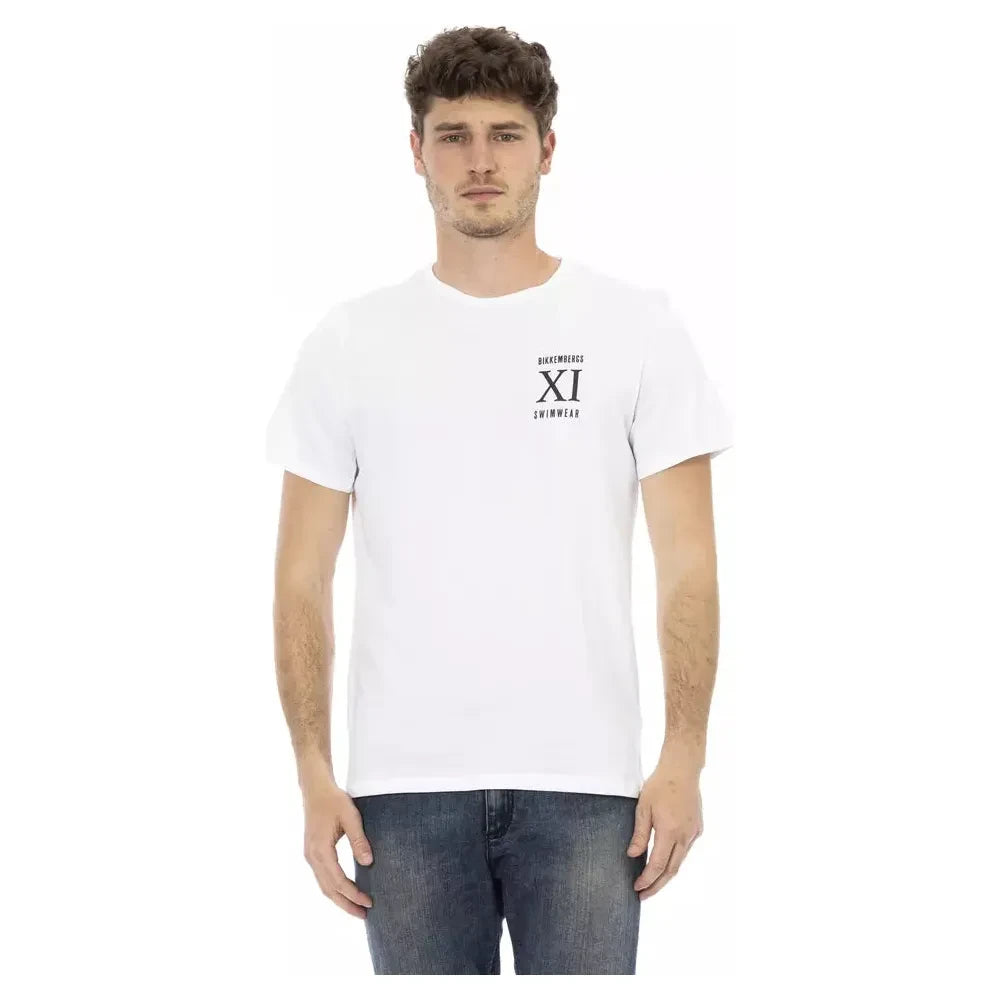Bikkembergs Elegant White Front Print T-Shirt Bikkembergs Dark Slate Gray