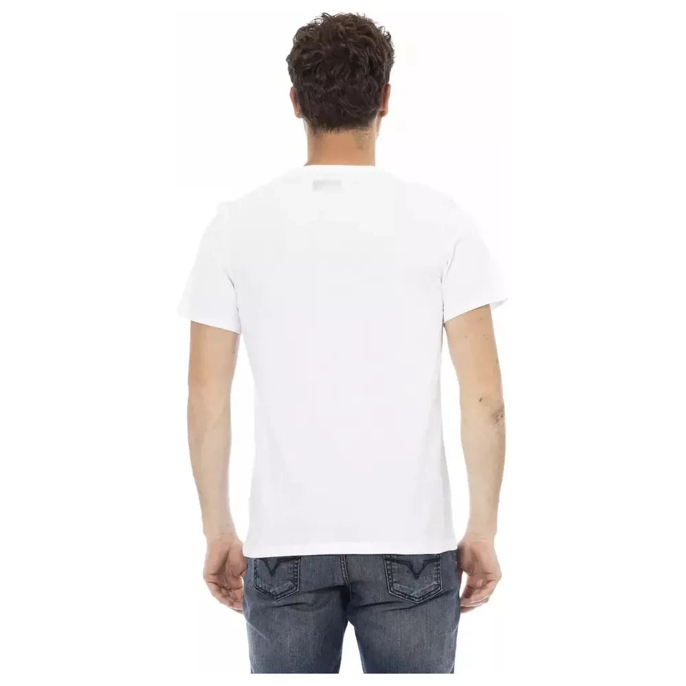 Bikkembergs Elegant White Front Print T-Shirt Bikkembergs Dark Slate Gray
