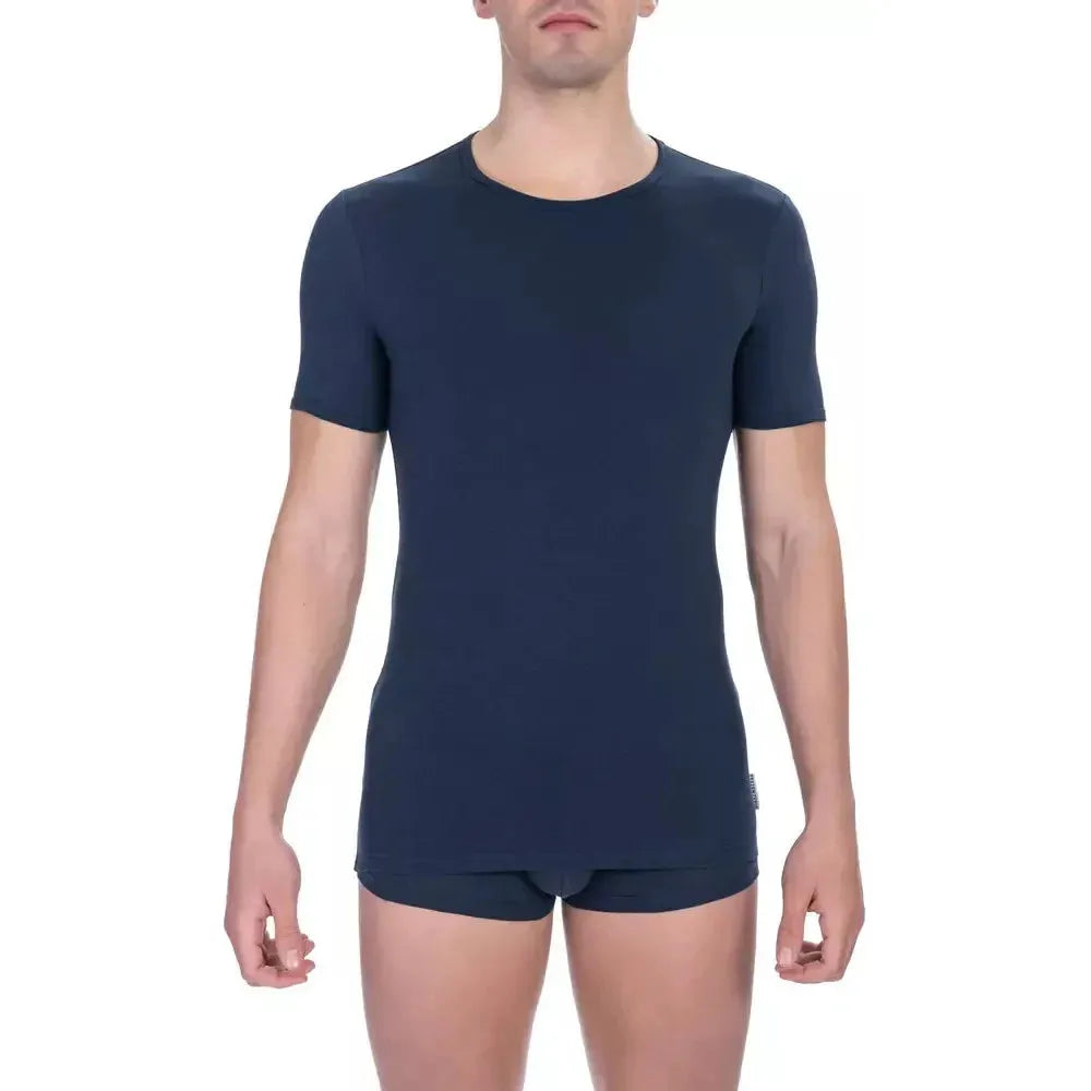 Bikkembergs Blue Cotton Men T-Shirt Bikkembergs Dark Slate Gray