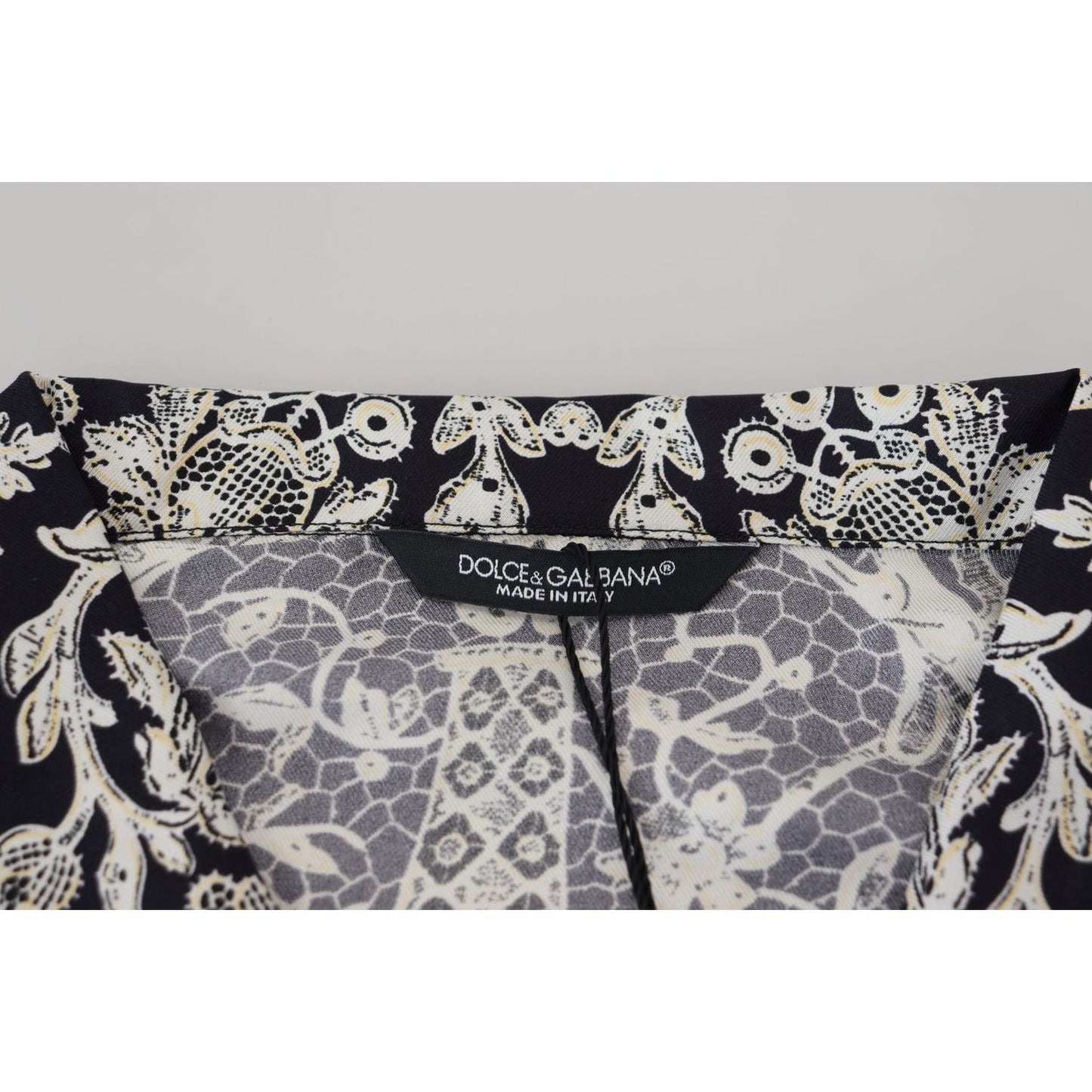 Dolce & Gabbana Elegant Satin Floral Baroque Shirt Dolce & Gabbana Gray