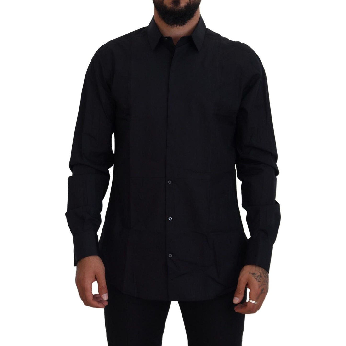 Dolce & Gabbana Dapper Slim Fit Formal Dress Shirt Dolce & Gabbana Black