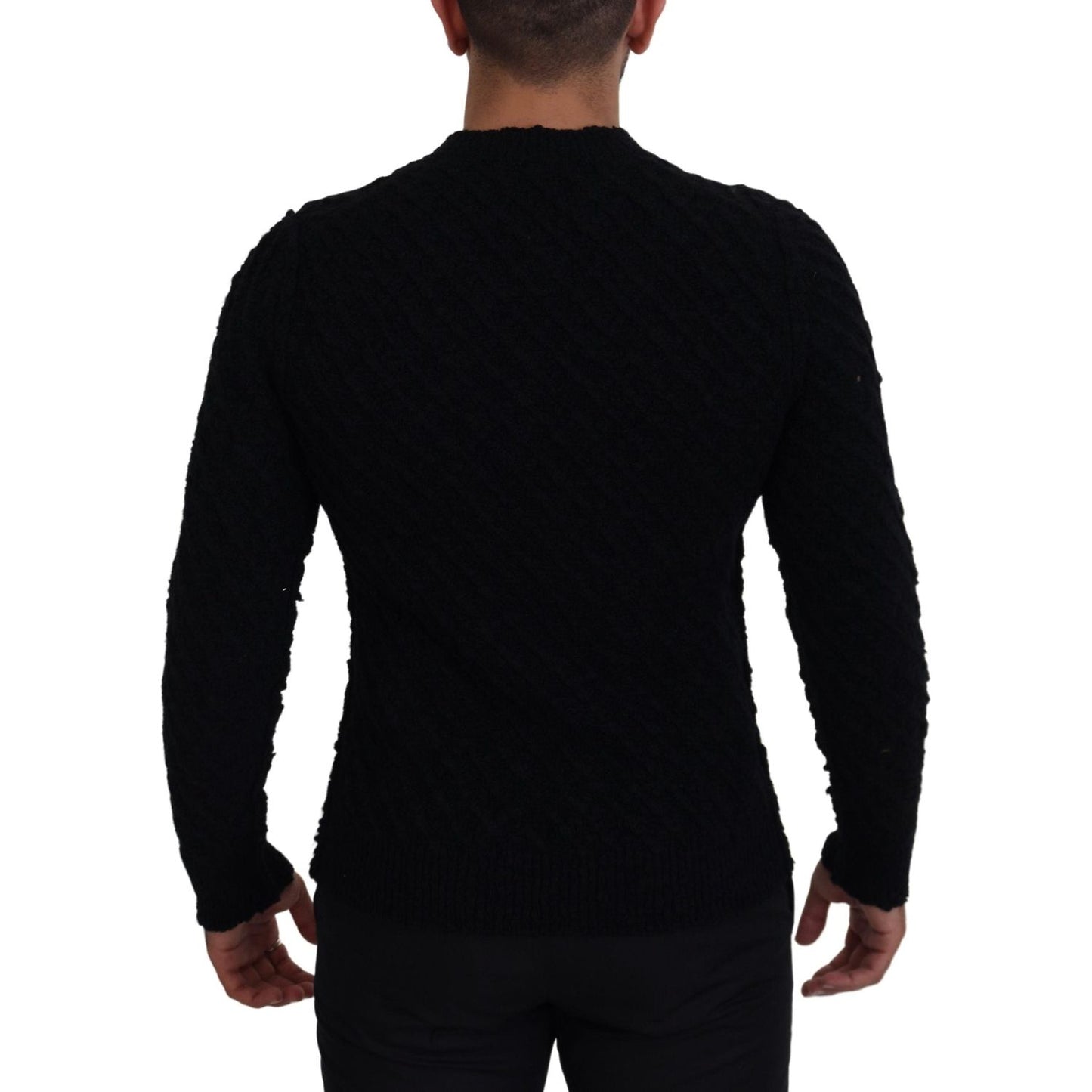 Dolce & Gabbana Elegant Black Wool-Blend V-Neck Sweater Dolce & Gabbana Black