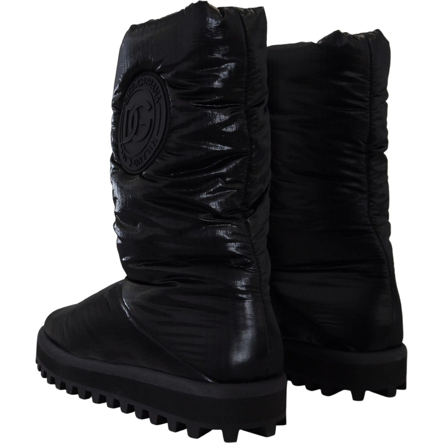 Dolce & Gabbana Elegant Mid-Calf Boots in Black Polyester Dolce & Gabbana Black