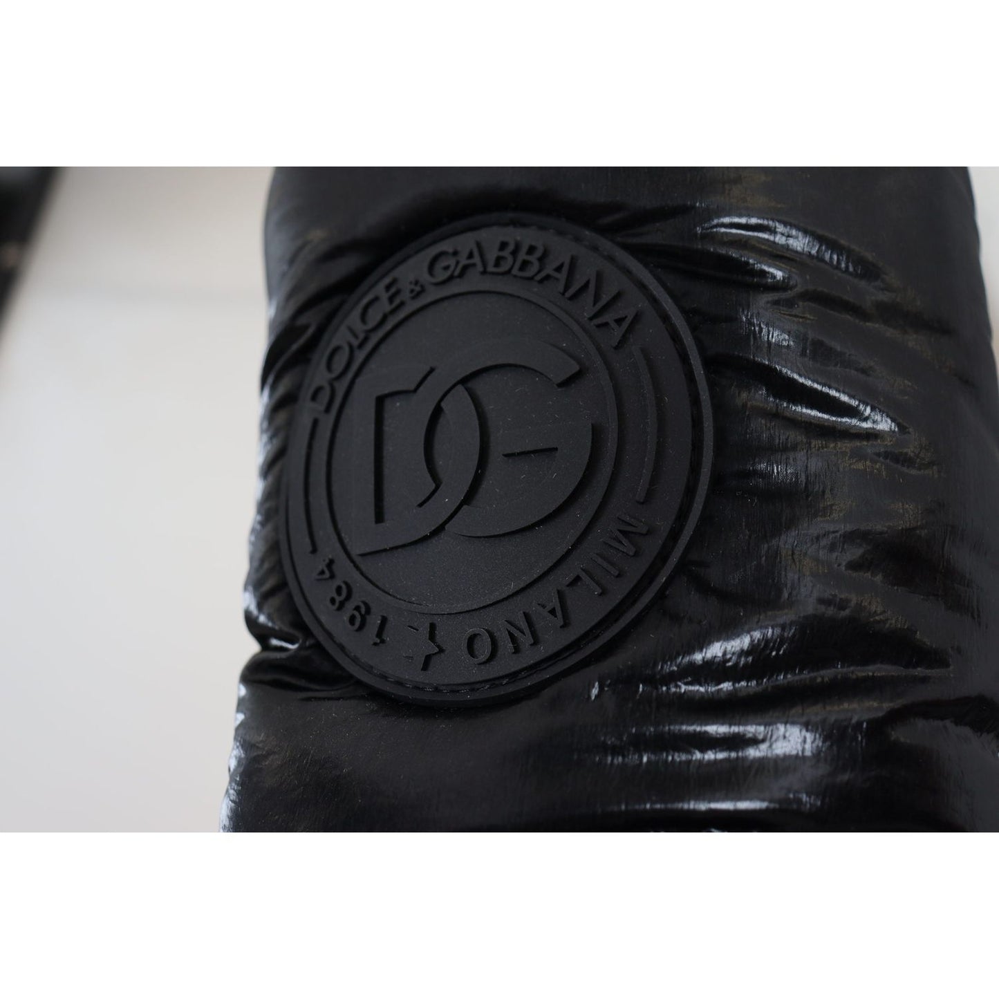 Dolce & Gabbana Elegant Mid-Calf Boots in Black Polyester Dolce & Gabbana Light Gray