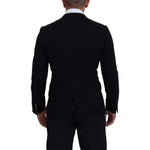 Dolce & Gabbana Black Wool Crown Slim Fit Jacket Blazer KOS2107- 44