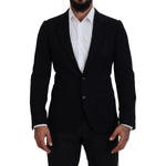 Dolce & Gabbana Black Wool Crown Slim Fit Jacket Blazer KOS2107- 44