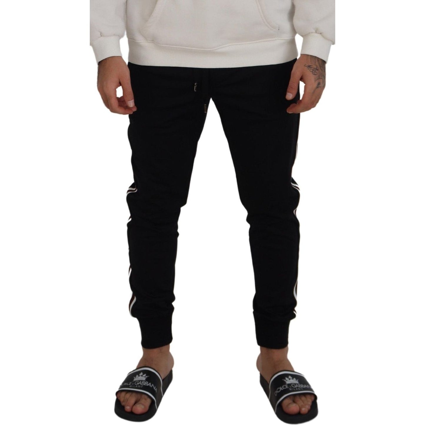 Dolce & Gabbana Chic Black Cotton Designer Trousers Dolce & Gabbana Black