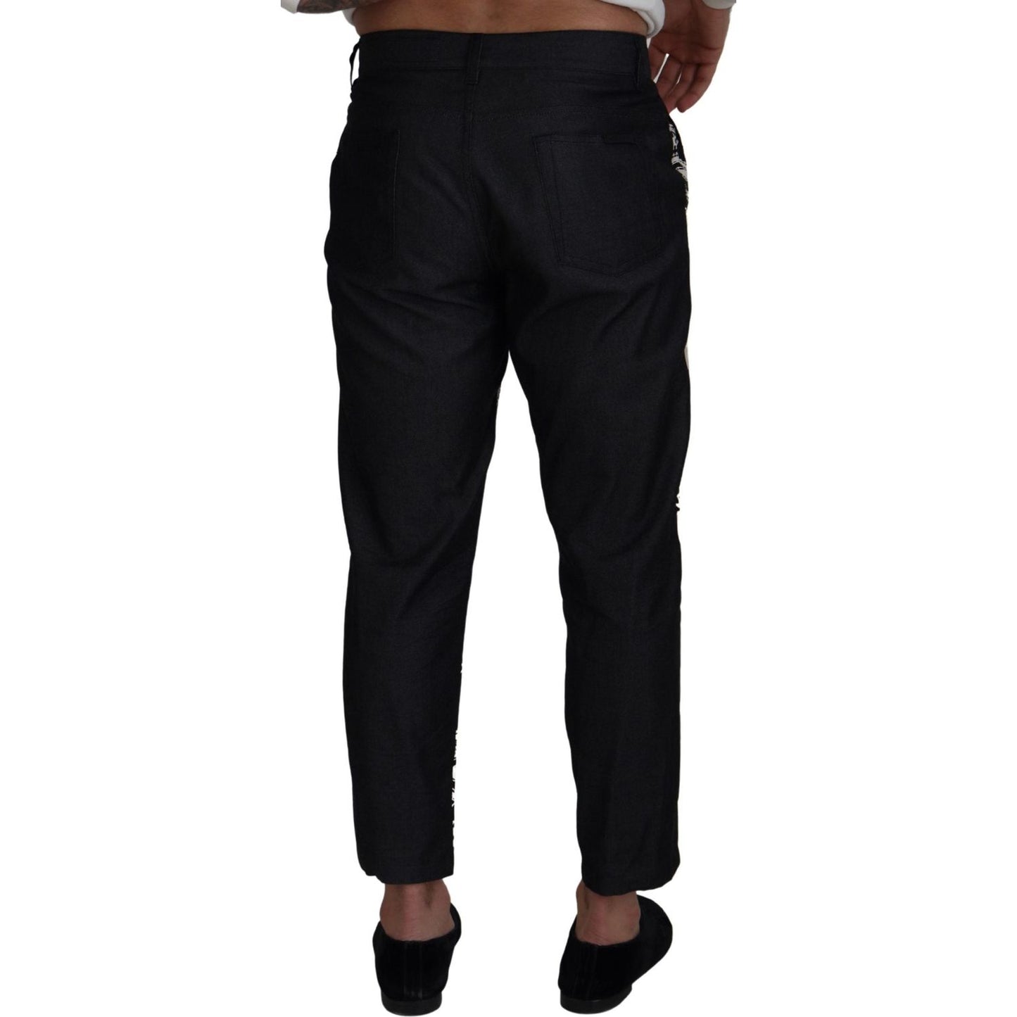 Dolce & Gabbana Elegant Bandana Print Silk-Cotton Pants Dolce & Gabbana Black