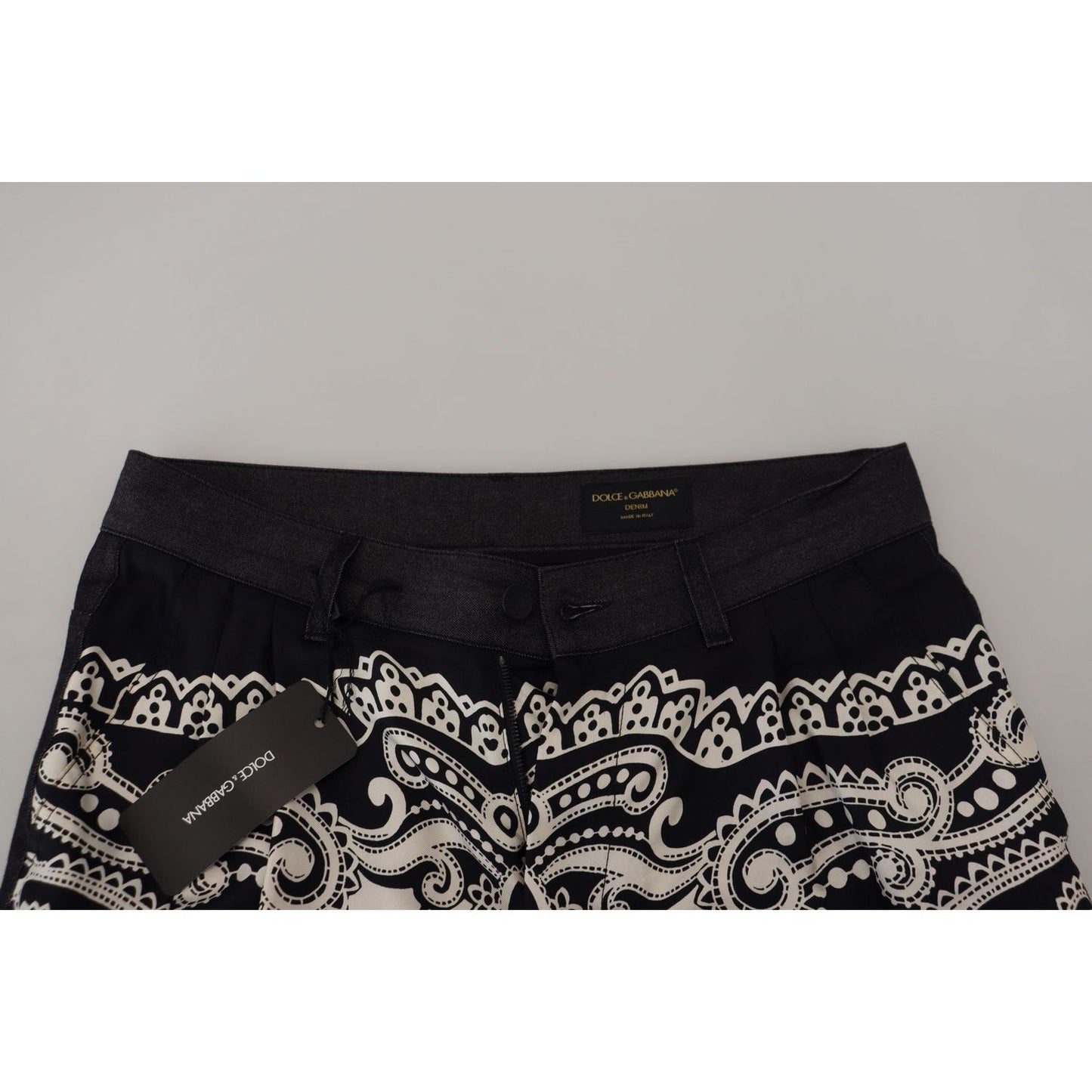 Dolce & Gabbana Elegant Bandana Print Silk-Cotton Pants Dolce & Gabbana Dark Gray