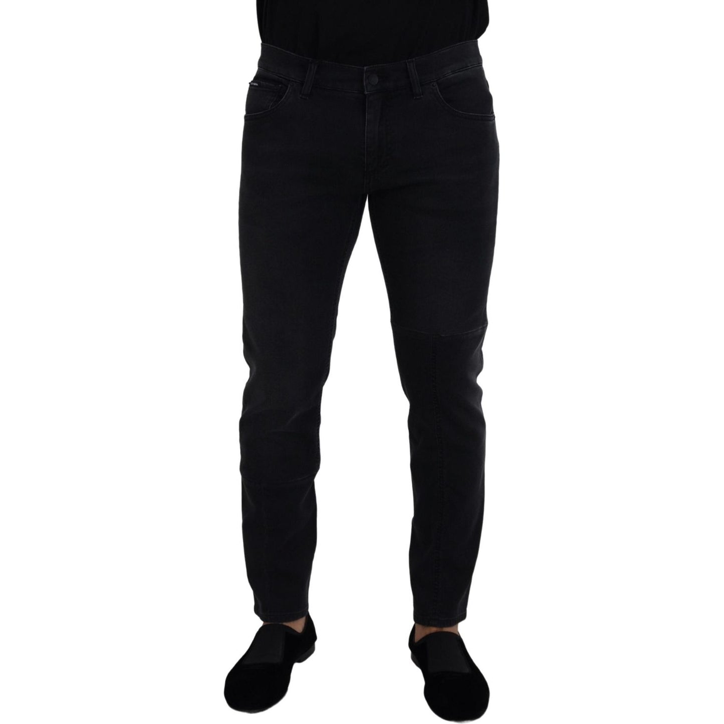 Dolce & Gabbana Sleek Black Cotton Blend Denim Pants Dolce & Gabbana Black
