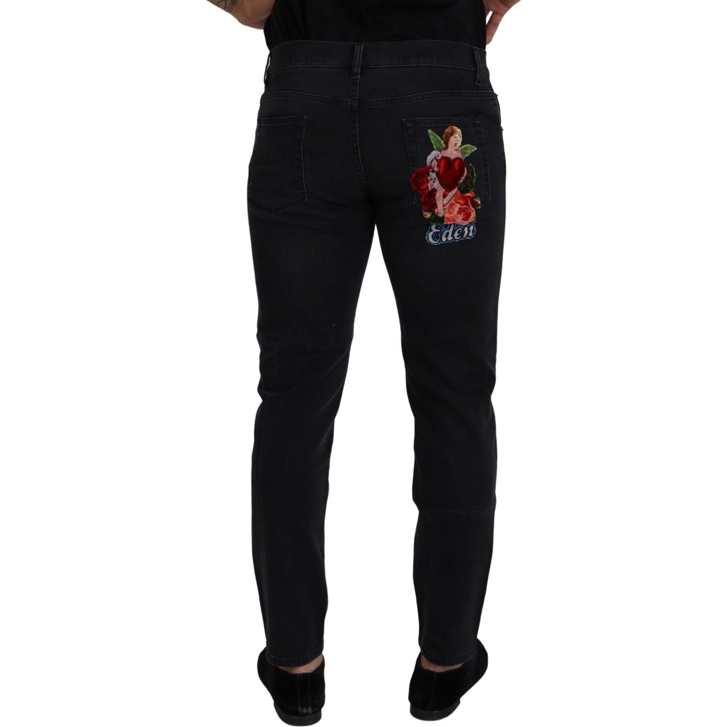 Dolce & Gabbana Sleek Black Cotton Blend Denim Pants Dolce & Gabbana Black