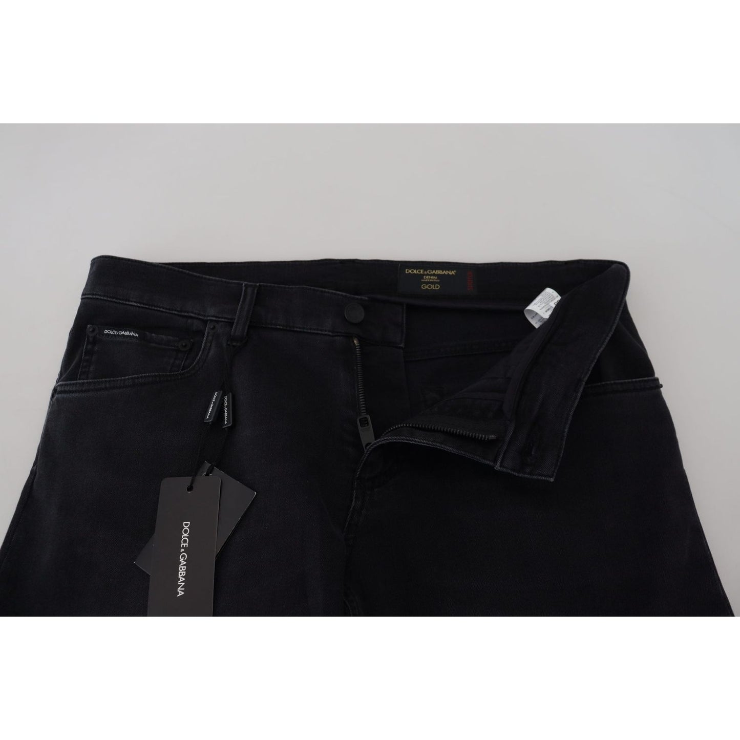Dolce & Gabbana Sleek Black Cotton Blend Denim Pants Dolce & Gabbana Gray