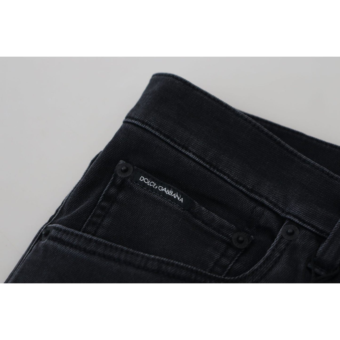Dolce & Gabbana Sleek Black Cotton Blend Denim Pants Dolce & Gabbana Black