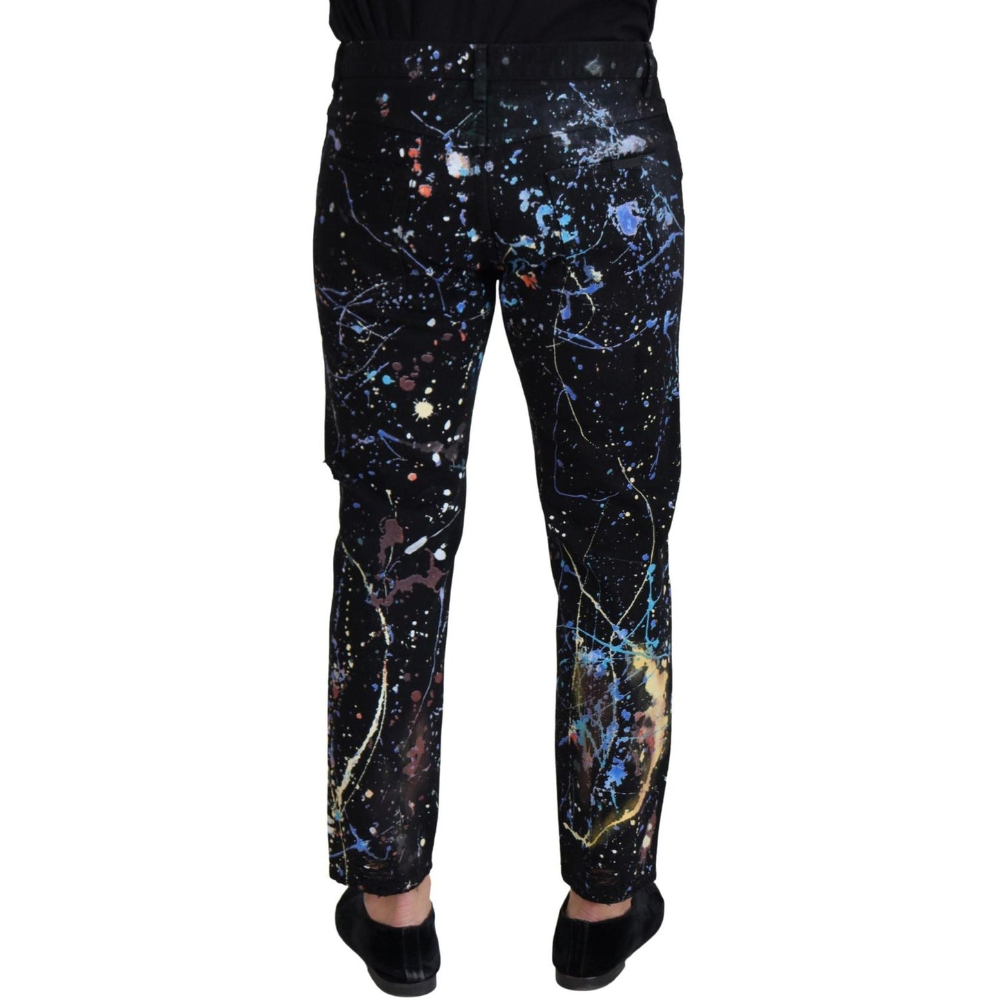 Dolce & Gabbana Exquisite Color Splash Print Denim Pants Dolce & Gabbana Black