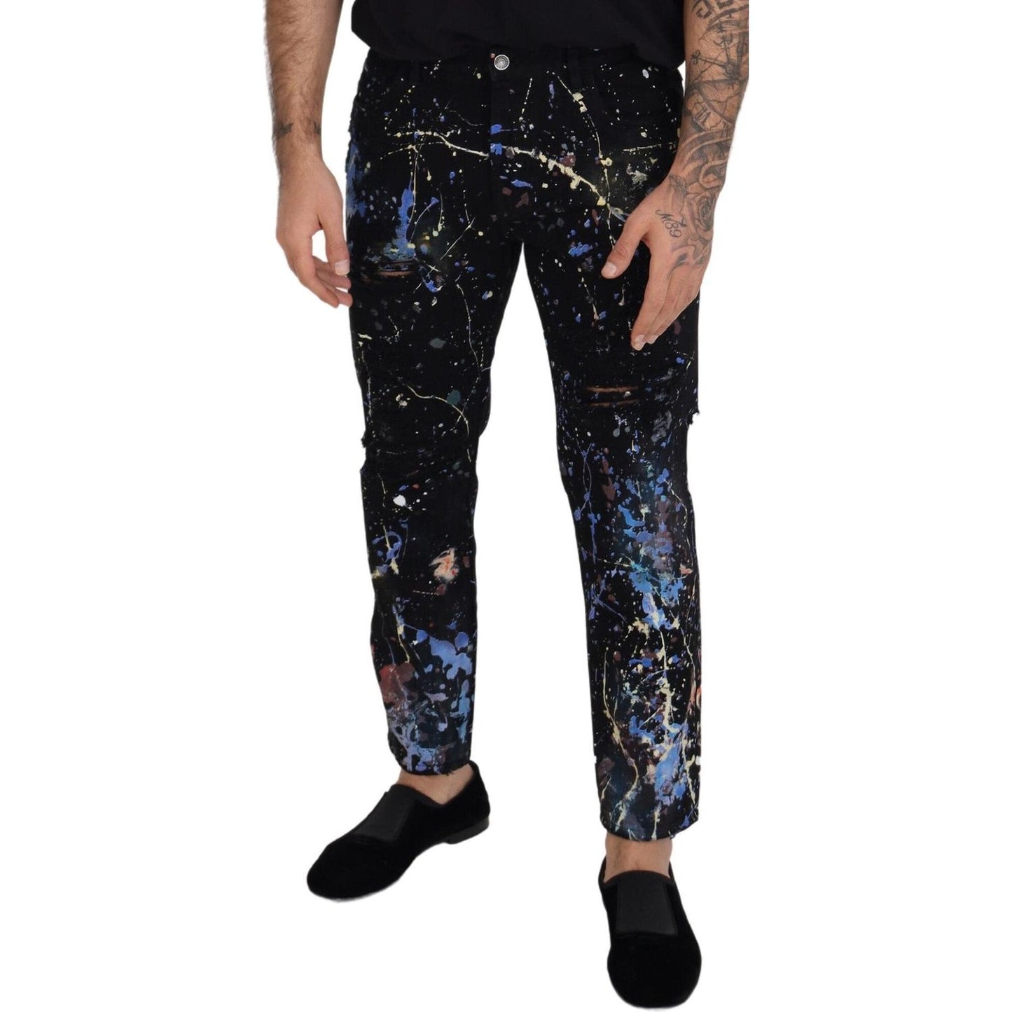 Dolce & Gabbana Exquisite Color Splash Print Denim Pants Dolce & Gabbana Rosy Brown