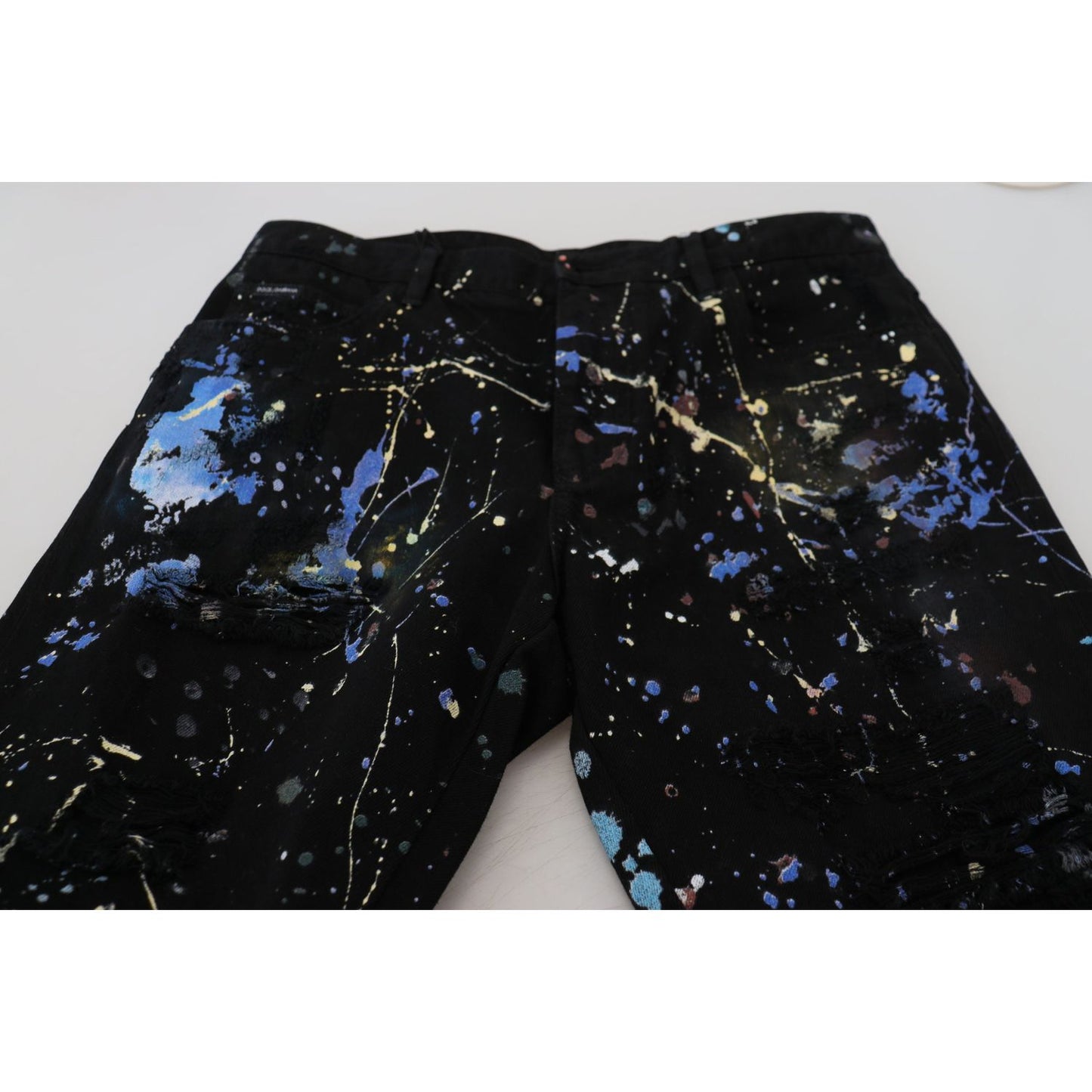Dolce & Gabbana Exquisite Color Splash Print Denim Pants Dolce & Gabbana Light Gray