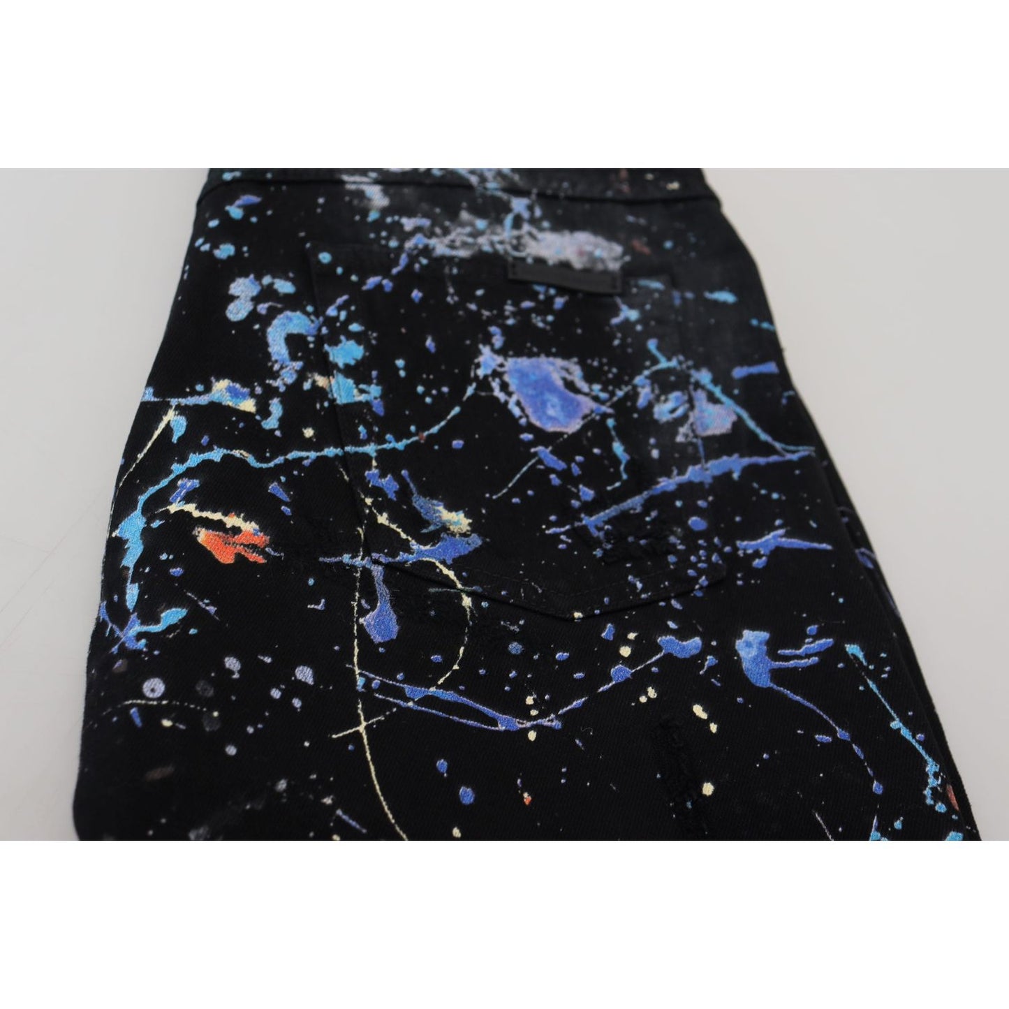 Dolce & Gabbana Exquisite Color Splash Print Denim Pants Dolce & Gabbana Black