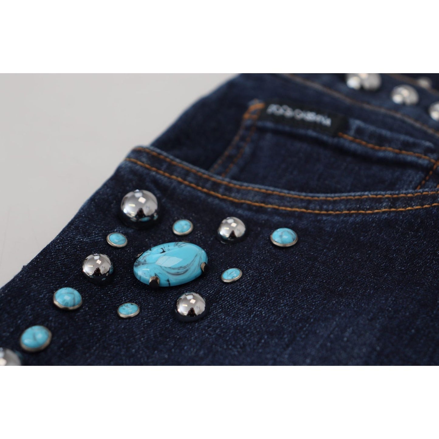 Dolce & Gabbana Studded Opulence Denim Jeans Dolce & Gabbana Gray